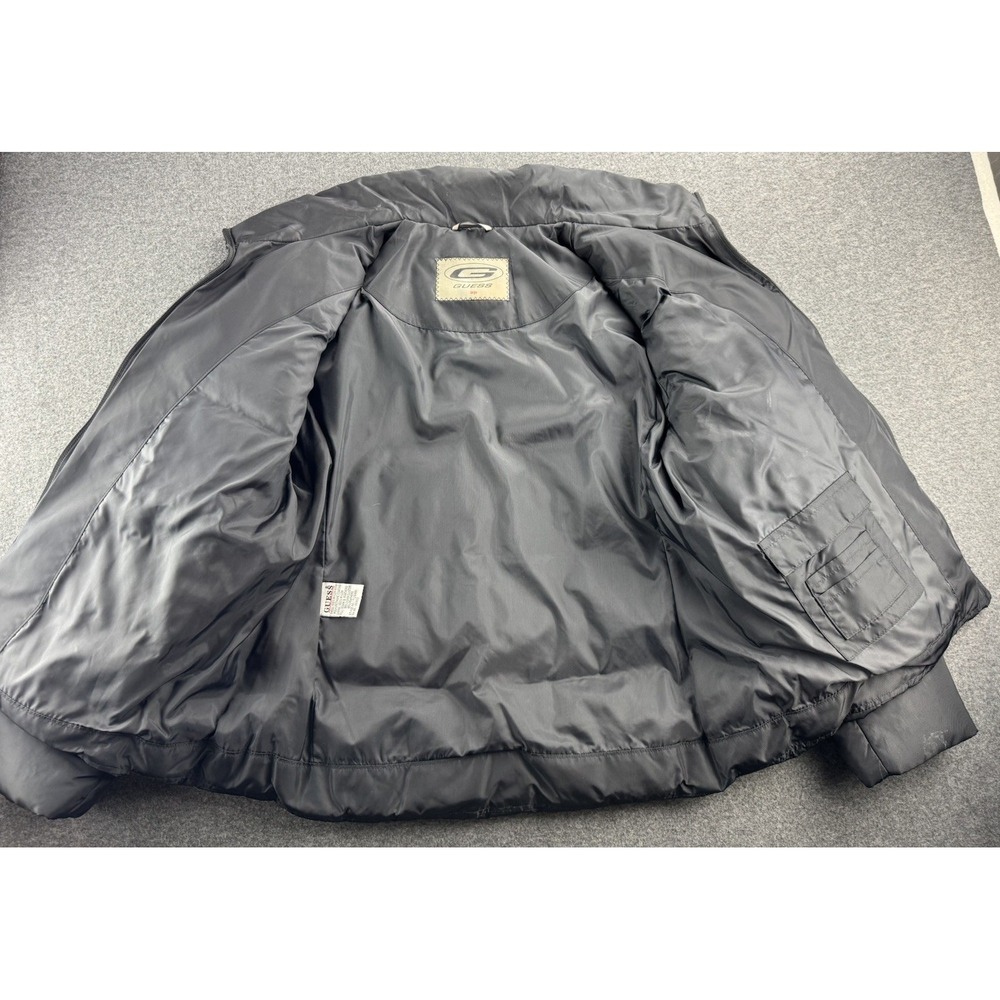 Guess Jacket Womens Size Large Black Quilted Puffer Down Coat Hidden Hoodie Ski‎ - Picture 14 of 16
